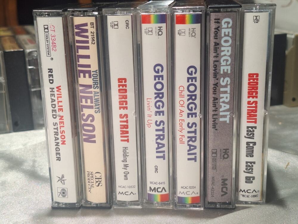 George Strait Willie Nelson 7 Cassette Tape Lot Country Tested MCA Columbia